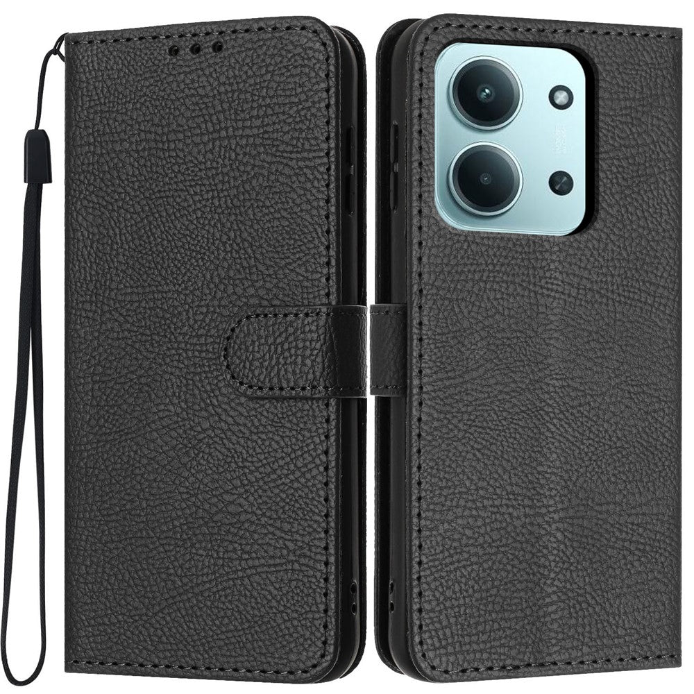 Wallet Case For Xiaomi Poco C85 5G  /  Redmi 15C 5G (EU) (173mm)  /  4G (EU) (173mm) Litchi Texture Leather Flip Cover with Card Slots and Hand Strap