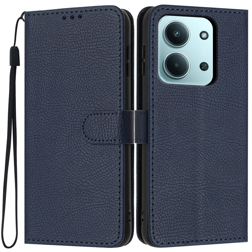 Wallet Case For Xiaomi Poco C85 5G  /  Redmi 15C 5G (EU) (173mm)  /  4G (EU) (173mm) Litchi Texture Leather Flip Cover with Card Slots and Hand Strap