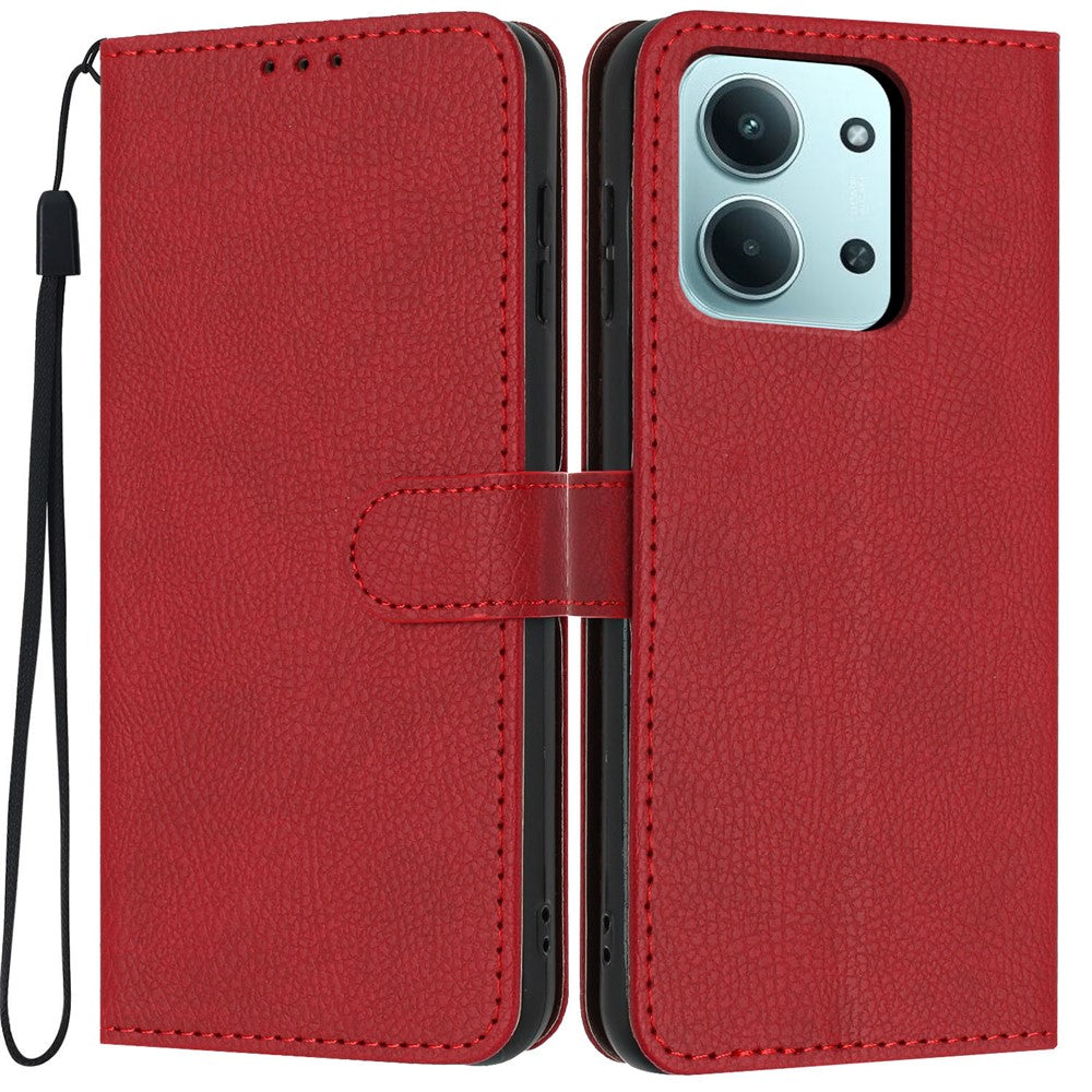 Wallet Case For Xiaomi Redmi 15C 5G (Global) (171mm)  /  4G (Global) (171mm)  /  Poco C85 4G (171mm) Litchi Texture Leather Flip Cover with Card Slots and Hand Strap