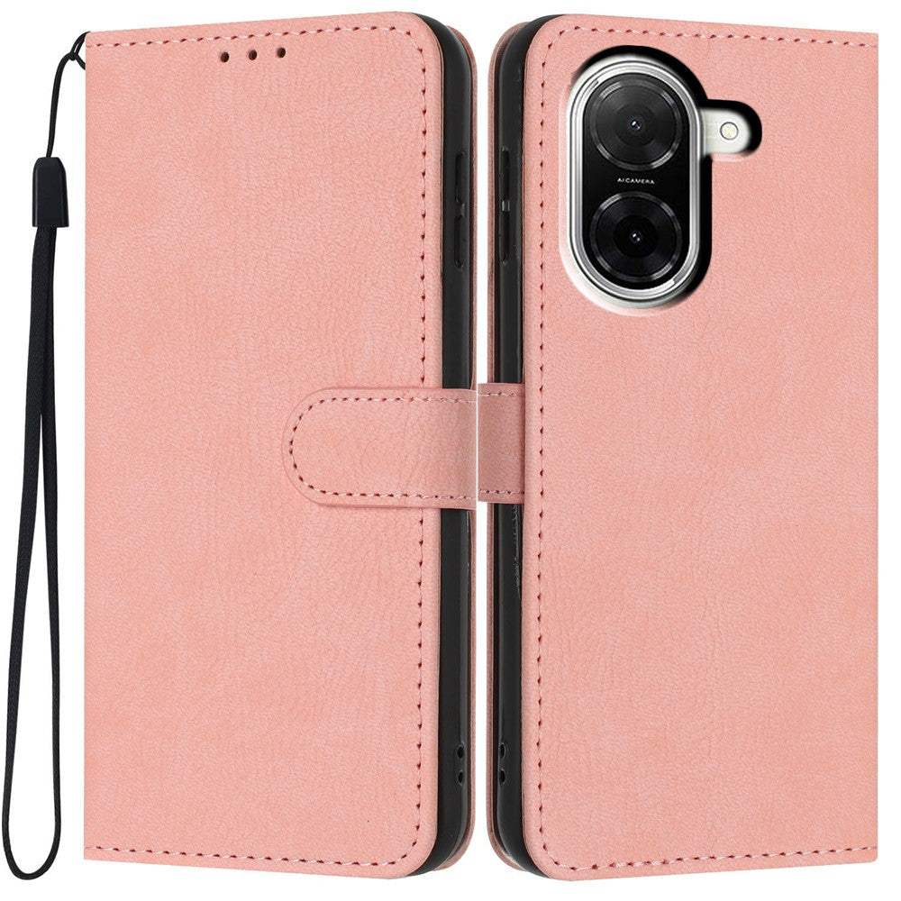 For Xiaomi Redmi A5 NFC (EU) (173.45mm) Wallet Case Litchi Texture Leather Flip Cover with Card Slots and Hand Strap