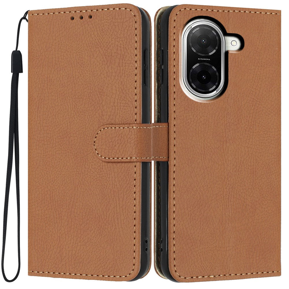 For Xiaomi Redmi A5 NFC (EU) (173.45mm) Wallet Case Litchi Texture Leather Flip Cover with Card Slots and Hand Strap
