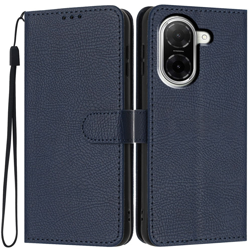 For Xiaomi Redmi A5 NFC (EU) (173.45mm) Wallet Case Litchi Texture Leather Flip Cover with Card Slots and Hand Strap