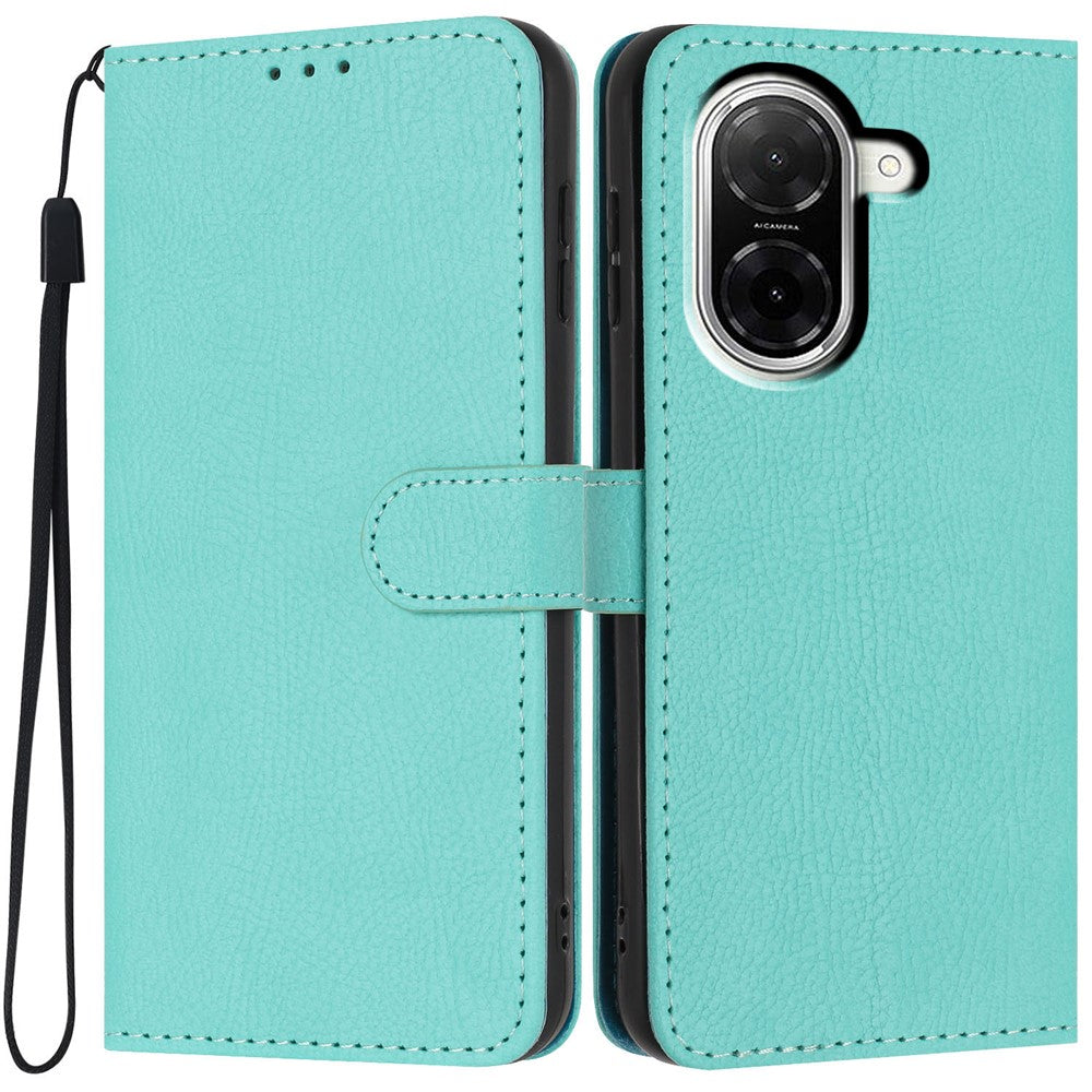 For Xiaomi Redmi A5 NFC (EU) (173.45mm) Wallet Case Litchi Texture Leather Flip Cover with Card Slots and Hand Strap