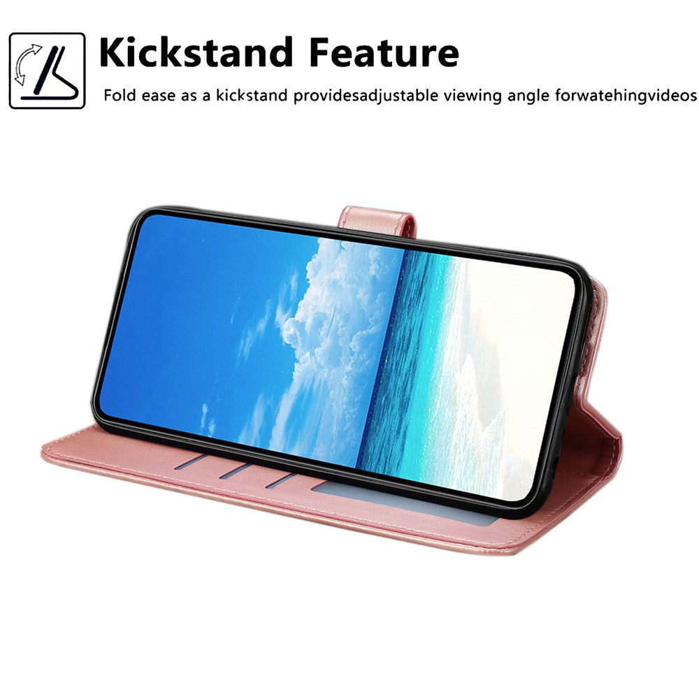 For Xiaomi Redmi Note 14 4G (164.84mm) Wallet Case Litchi Texture Leather Flip Cover with Card Slots and Hand Strap