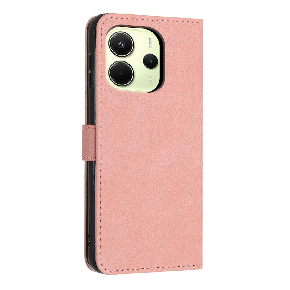 For Xiaomi Redmi Note 14 4G (164.84mm) Wallet Case Litchi Texture Leather Flip Cover with Card Slots and Hand Strap