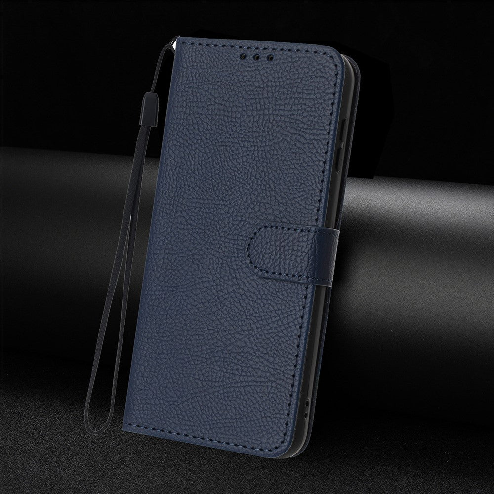 Xiaomi Redmi Note 14 4G (163.25mm) Plånboksfodral Litchitexturerat Läderflikfodral med Kortfack och Handrem