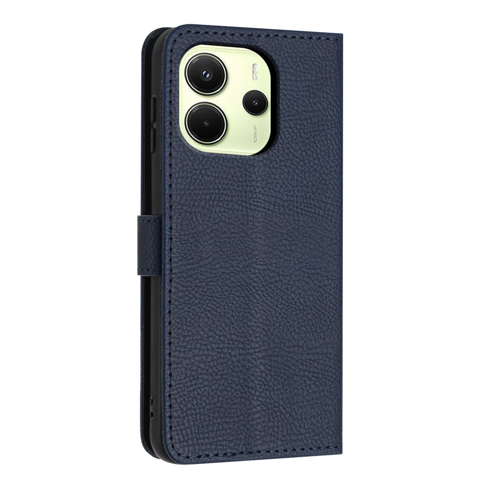 Xiaomi Redmi Note 14 4G (163.25mm) Plånboksfodral Litchitexturerat Läderflikfodral med Kortfack och Handrem