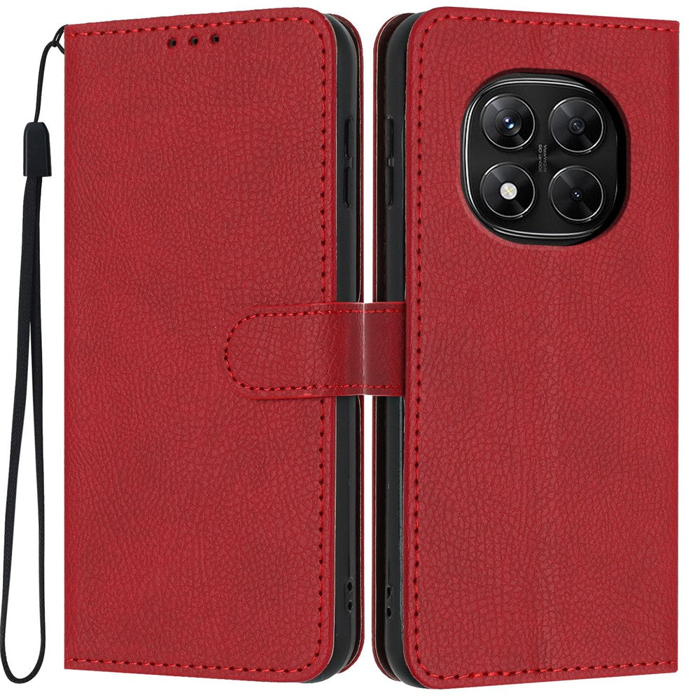 Wallet Case For Xiaomi Redmi Note 14 Pro 5G  /  Poco X7 5G Litchi Texture Leather Flip Cover with Card Slots and Hand Strap