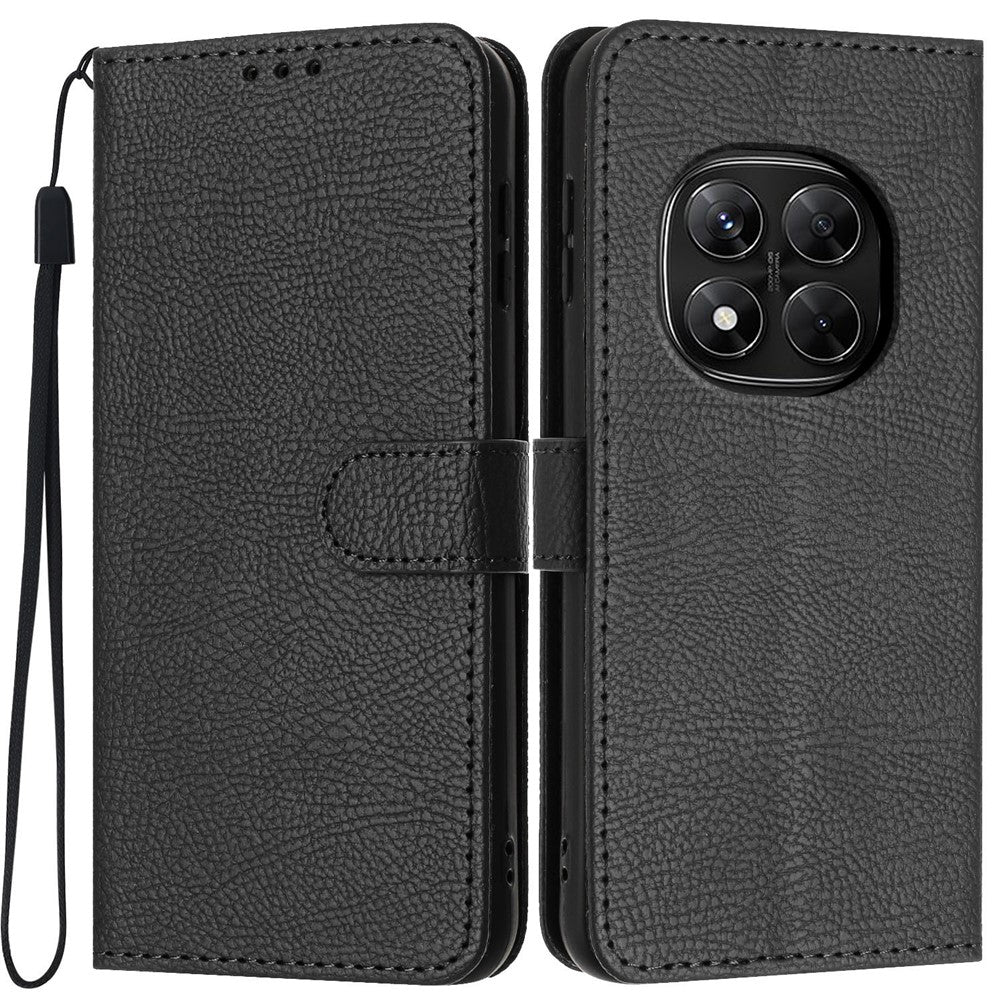 Wallet Case For Xiaomi Redmi Note 14 Pro 5G  /  Poco X7 5G Litchi Texture Leather Flip Cover with Card Slots and Hand Strap