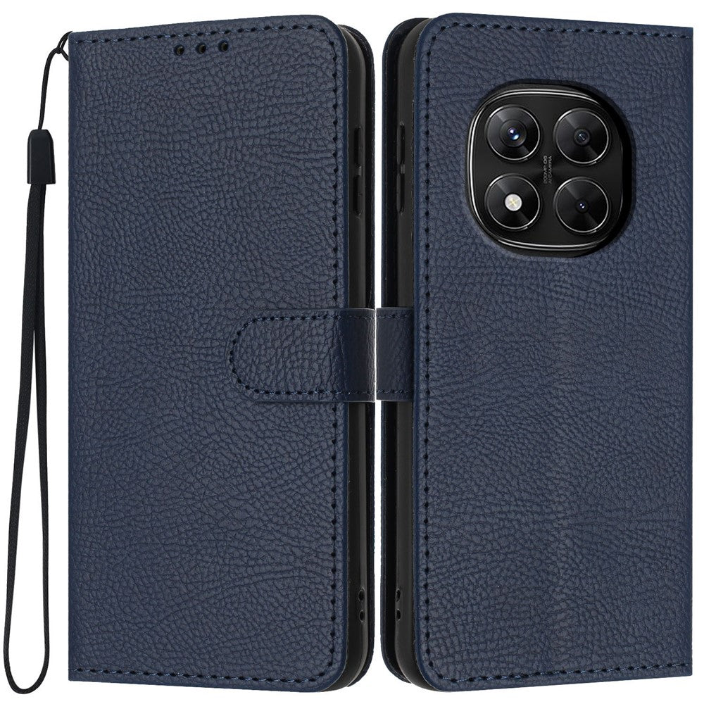 Wallet Case For Xiaomi Redmi Note 14 Pro 5G  /  Poco X7 5G Litchi Texture Leather Flip Cover with Card Slots and Hand Strap