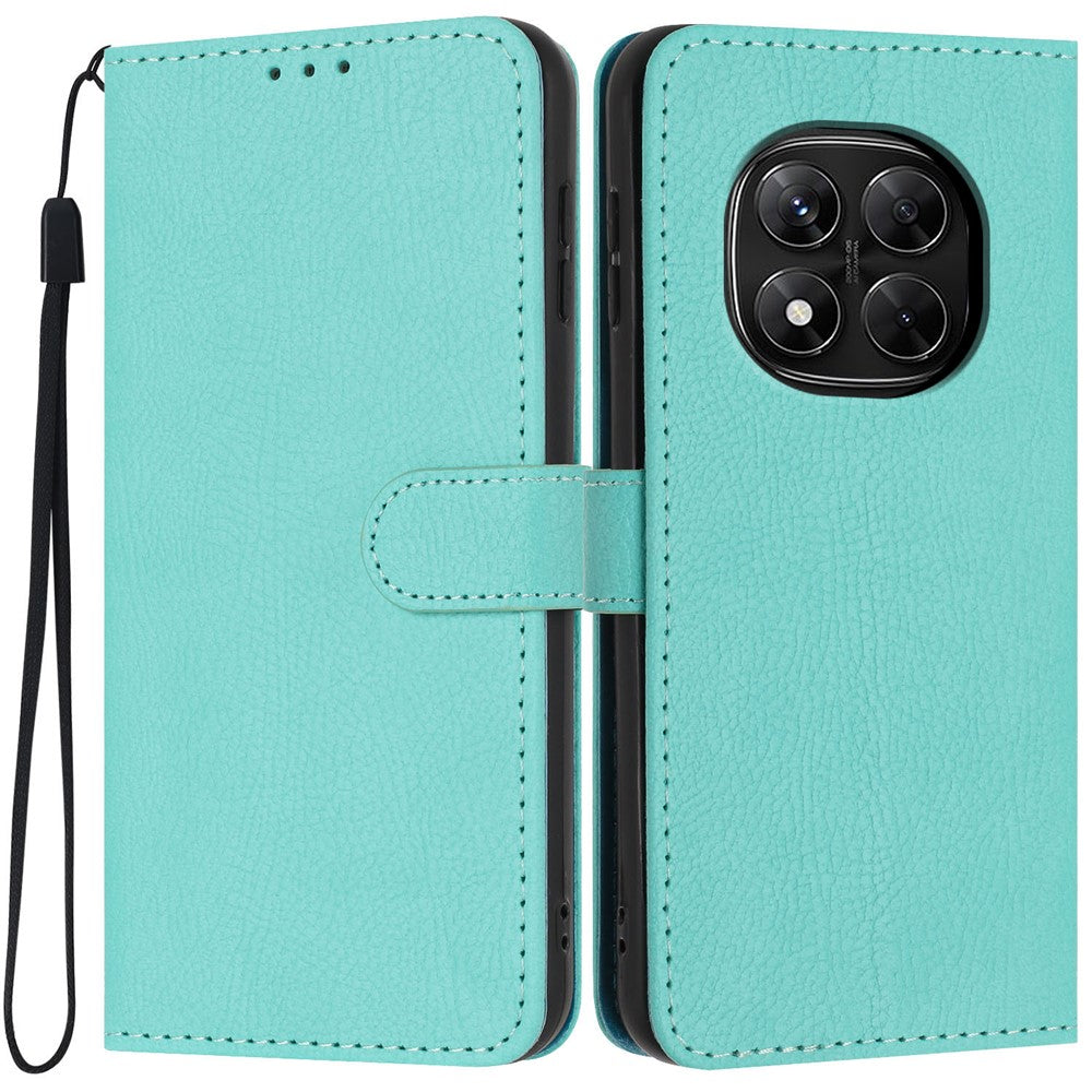 Wallet Case For Xiaomi Redmi Note 14 Pro 5G  /  Poco X7 5G Litchi Texture Leather Flip Cover with Card Slots and Hand Strap