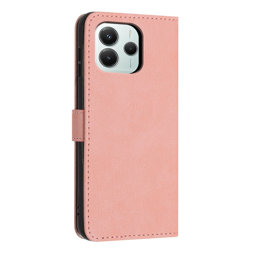 For Xiaomi Redmi Note 14 5G Wallet Case Litchi Texture Leather Flip Cover with Card Slots and Hand Strap