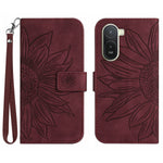 For Xiaomi Poco C85x 5G / Redmi A7 Pro 4G (171.56mm) Case Sunflower Imprint Leather Wallet Phone Cover with Wrist Strap