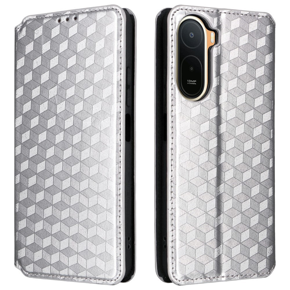 Wallet Case for Xiaomi Poco C85x 5G / Poco C81 4G / Poco C81 Pro 4G / Redmi A7 Pro 4G (171.56mm) / Redmi A7 Pro 5G Rhombus Imprinted PU Leather Phone Cover