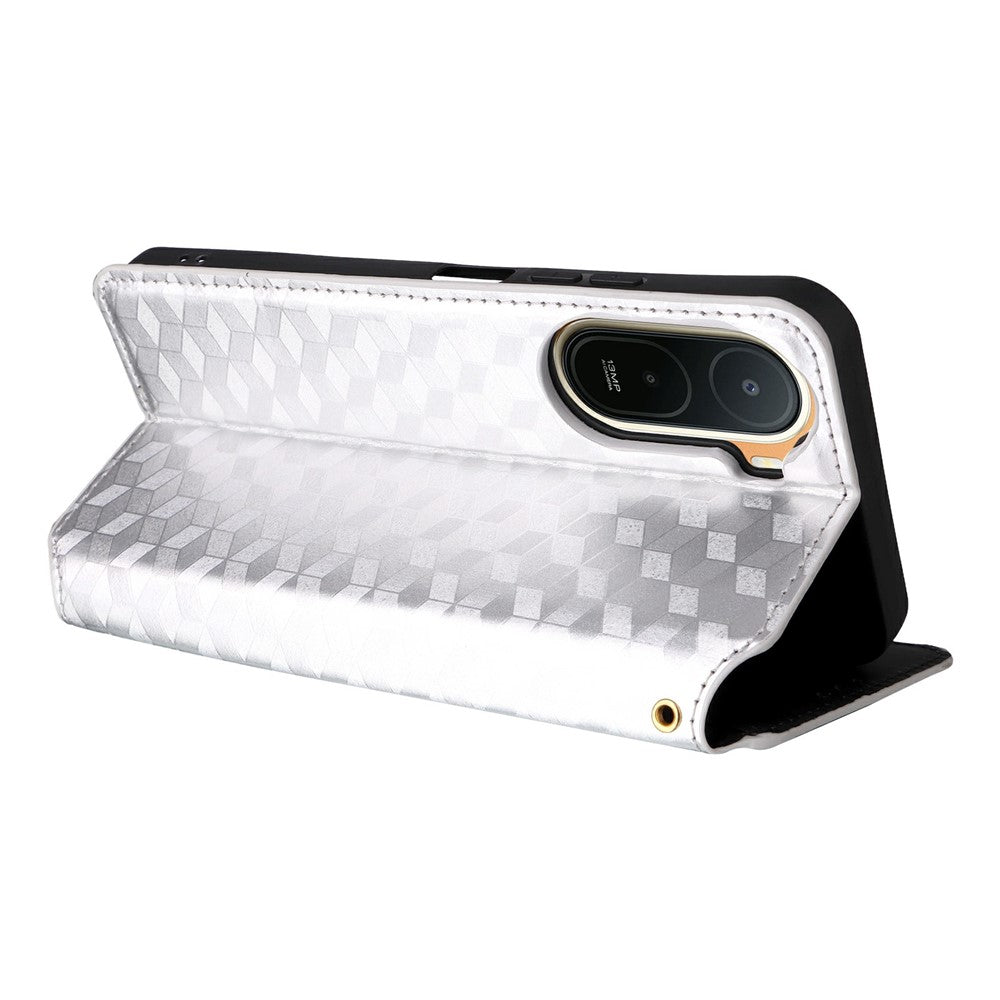 Wallet Case for Xiaomi Poco C85x 5G / Poco C81 4G / Poco C81 Pro 4G / Redmi A7 Pro 4G (171.56mm) / Redmi A7 Pro 5G Rhombus Imprinted PU Leather Phone Cover