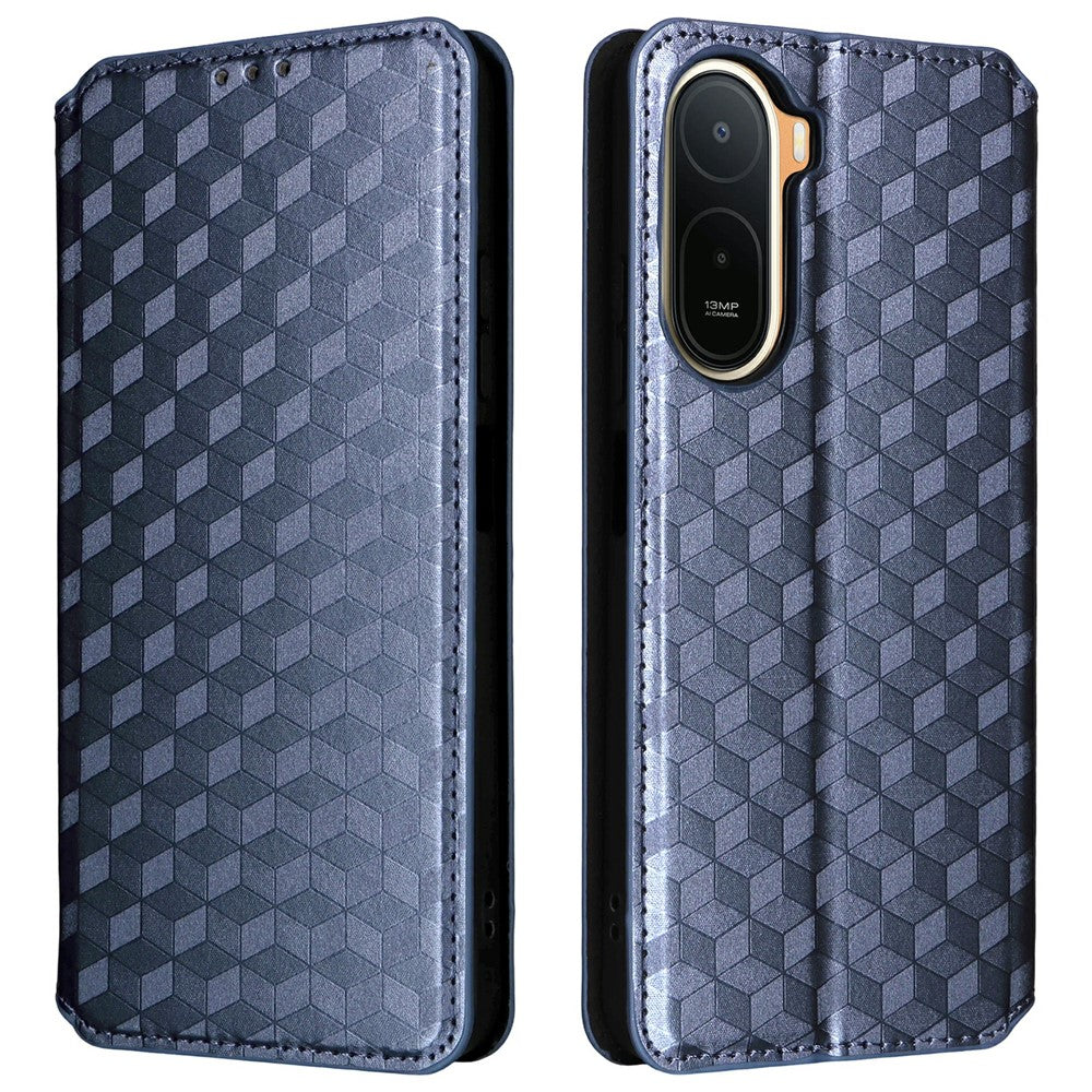 Wallet Case for Xiaomi Poco C85x 5G / Poco C81 4G / Poco C81 Pro 4G / Redmi A7 Pro 4G (171.56mm) / Redmi A7 Pro 5G Rhombus Imprinted PU Leather Phone Cover