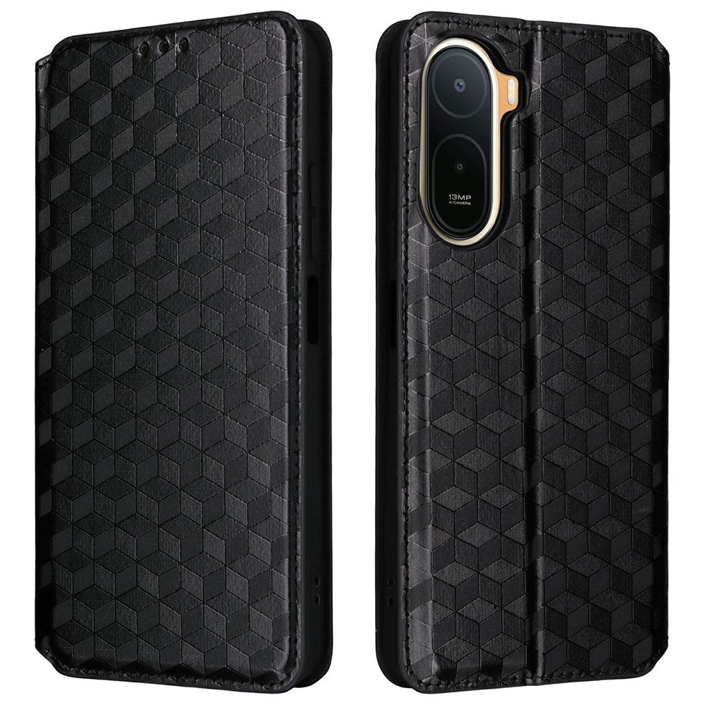 Wallet Case for Xiaomi Poco C85x 5G / Poco C81 4G / Poco C81 Pro 4G / Redmi A7 Pro 4G (171.56mm) / Redmi A7 Pro 5G Rhombus Imprinted PU Leather Phone Cover