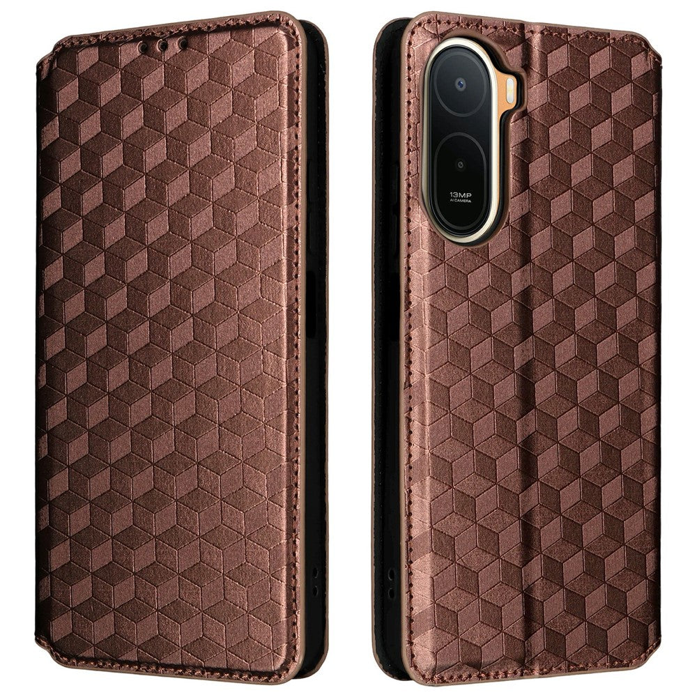 Wallet Case for Xiaomi Poco C85x 5G / Poco C81 4G / Poco C81 Pro 4G / Redmi A7 Pro 4G (171.56mm) / Redmi A7 Pro 5G Rhombus Imprinted PU Leather Phone Cover