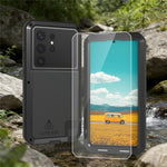 LOVE MEI For Samsung Galaxy S26 Ultra Case Metal + Silicone Full Body Phone Cover with Tempered Glass Film