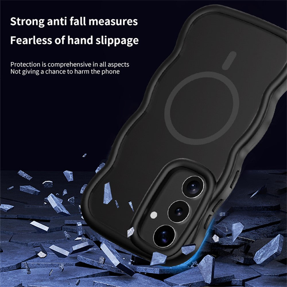 Til Samsung Galaxy A57 5G Magnetisk Etui TPU + PC Telefon Bagcover Hudberøring Bølgeformet