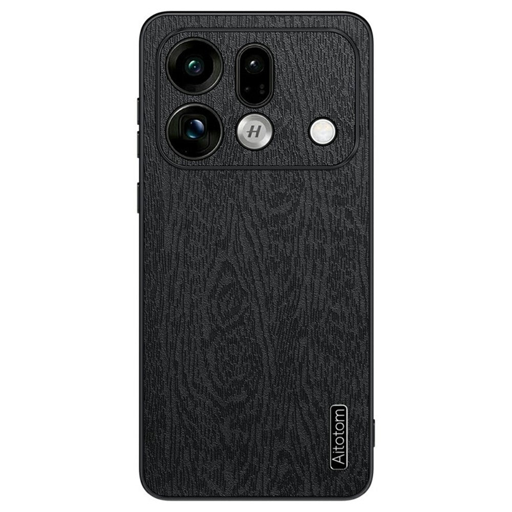 For Oppo Find X9s Pro 5G Case Wood Texture PU Leather Coated PC TPU Phone Cover