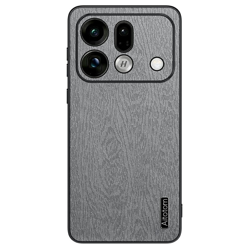 For Oppo Find X9s Pro 5G Case Wood Texture PU Leather Coated PC TPU Phone Cover