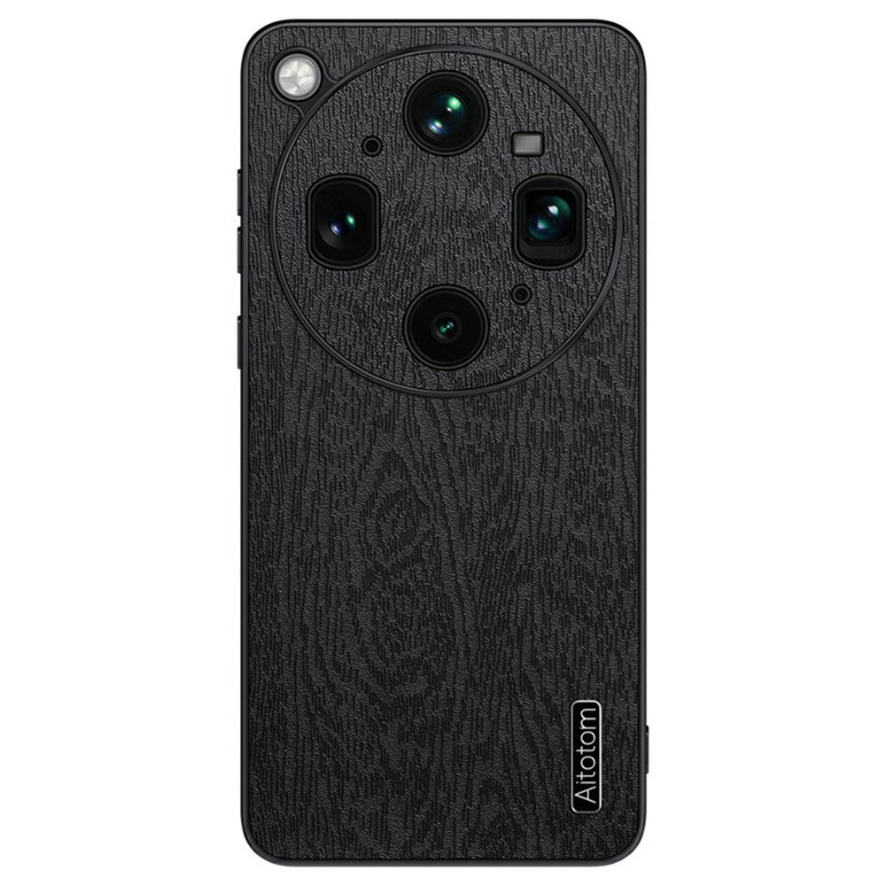 Til Oppo Find X9 Ultra 5G Etui Træstruktur PU Læderbelagt PC TPU Telefoncover