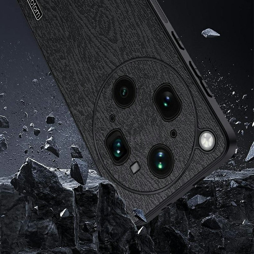 For Oppo Find X9 Ultra 5G Case Wood Texture PU Leather Coated PC TPU Phone Cover