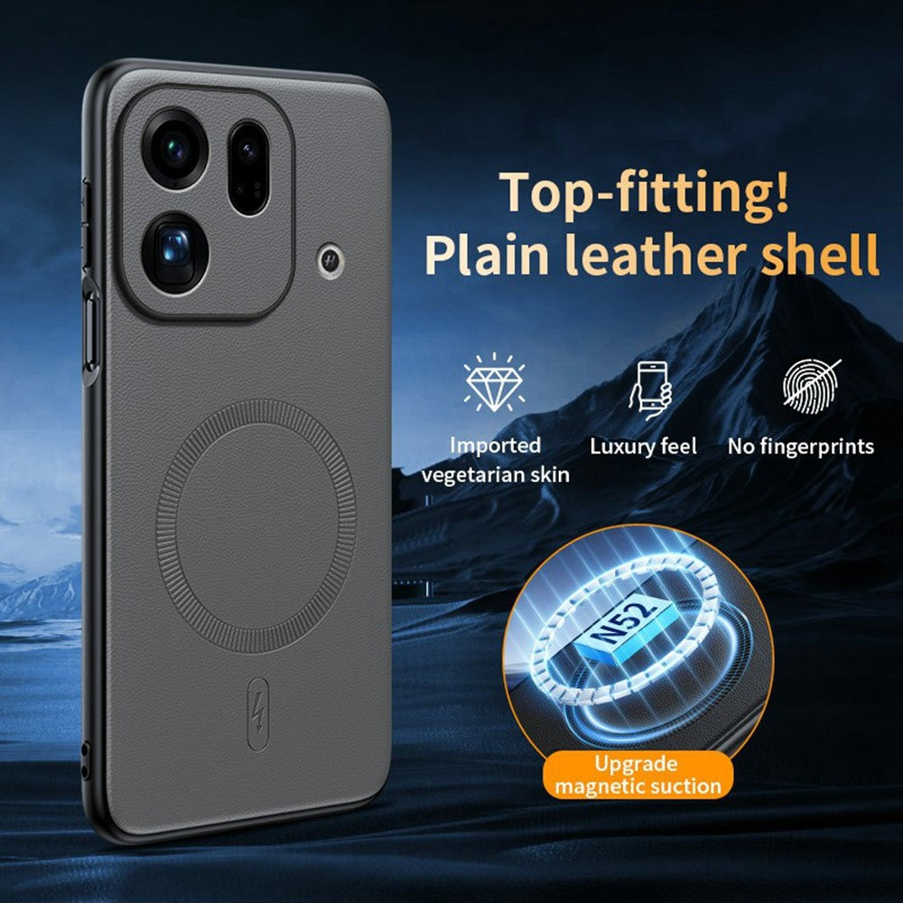 For Oppo Find X9s Pro 5G Magnetic Case Leather Coated TPU + PC Phone Cover