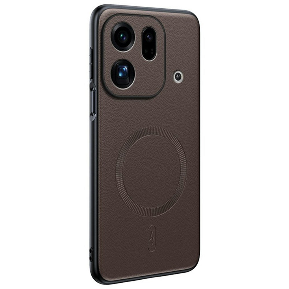 For Oppo Find X9s Pro 5G Magnetic Case Leather Coated TPU + PC Phone Cover