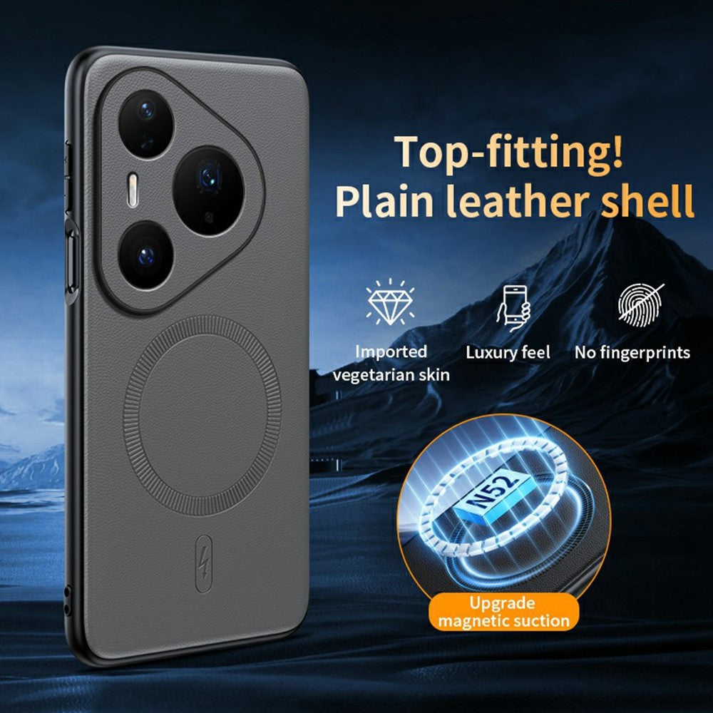 For Huawei Pura 90 Pro Magnetic Case Leather Coated TPU + PC Phone Cover