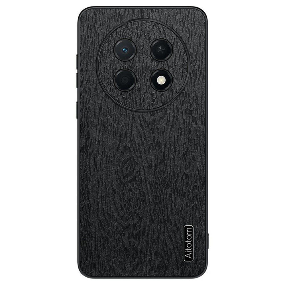 For Huawei Enjoy 90 Pro Max Case Wood Texture PU Leather Coated PC TPU Phone Cover
