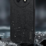 For Huawei Enjoy 90 Pro Max Case Wood Texture PU Leather Coated PC TPU Phone Cover
