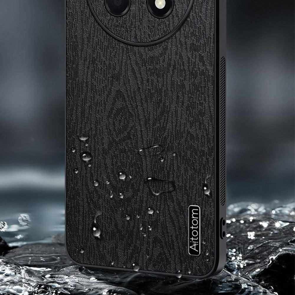 For Huawei Enjoy 90 Pro Max Case Wood Texture PU Leather Coated PC TPU Phone Cover