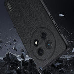 For Huawei Enjoy 90 Pro Max Case Wood Texture PU Leather Coated PC TPU Phone Cover