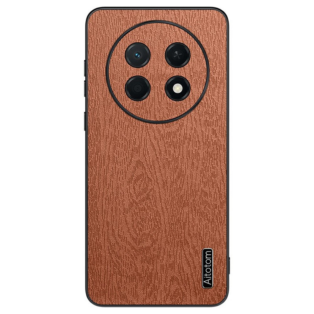 For Huawei Enjoy 90 Pro Max Case Wood Texture PU Leather Coated PC TPU Phone Cover