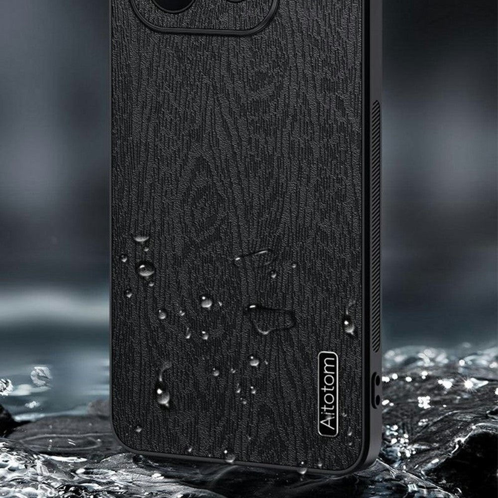 For Huawei Enjoy 90 Plus Case Wood Texture PU Leather Coated PC TPU Phone Cover