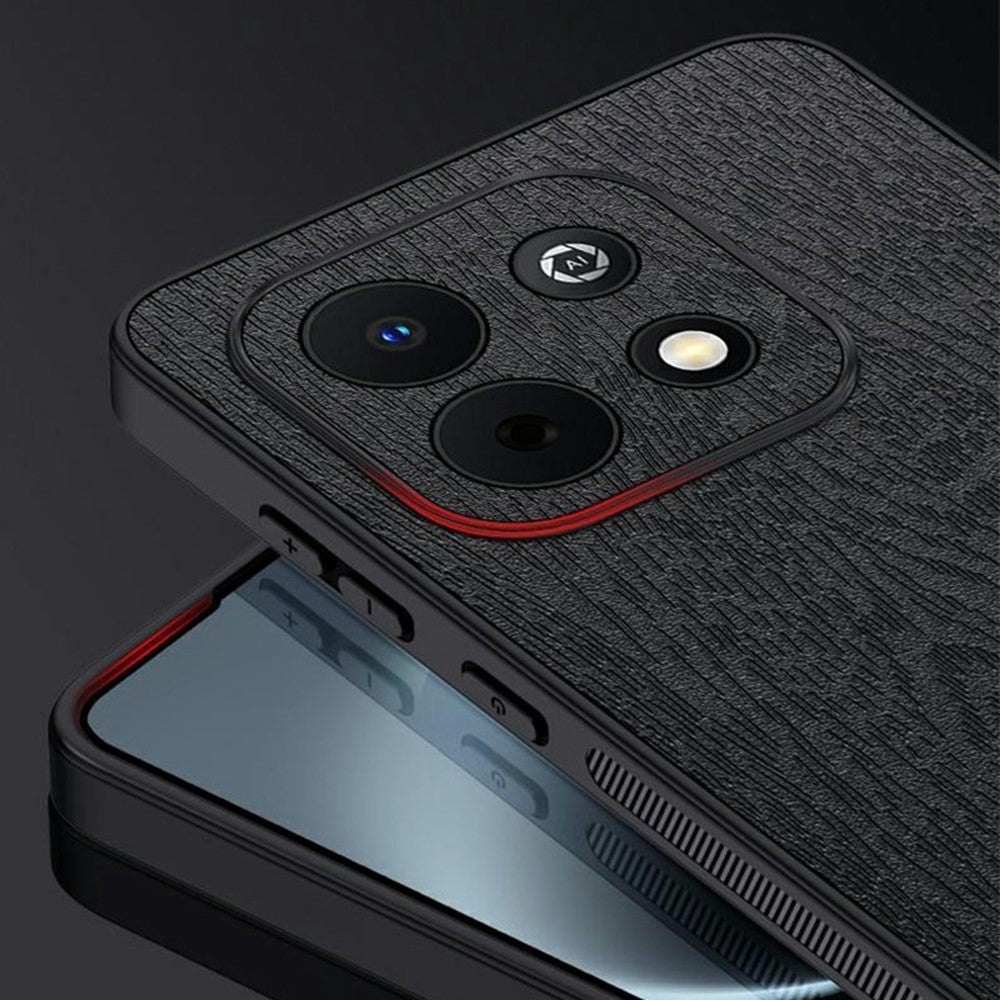 For Huawei Enjoy 90 Plus Case Wood Texture PU Leather Coated PC TPU Phone Cover