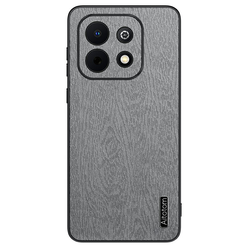 For Huawei Enjoy 90 Plus Case Wood Texture PU Leather Coated PC TPU Phone Cover