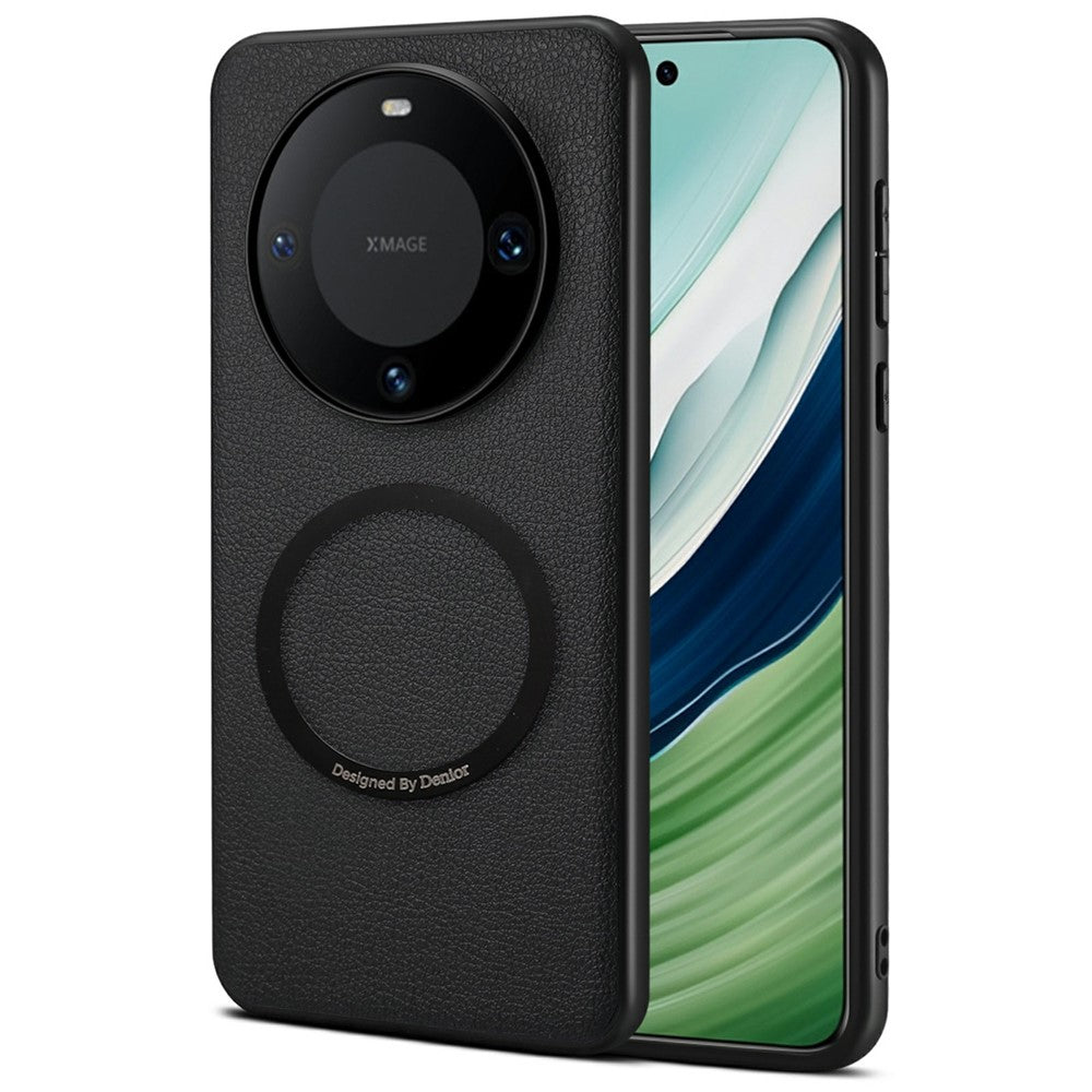 DENIOR A08+1 For Huawei Mate 60 Magnetic Case Calf Texture Leather +  PC +  TPU Phone Cover
