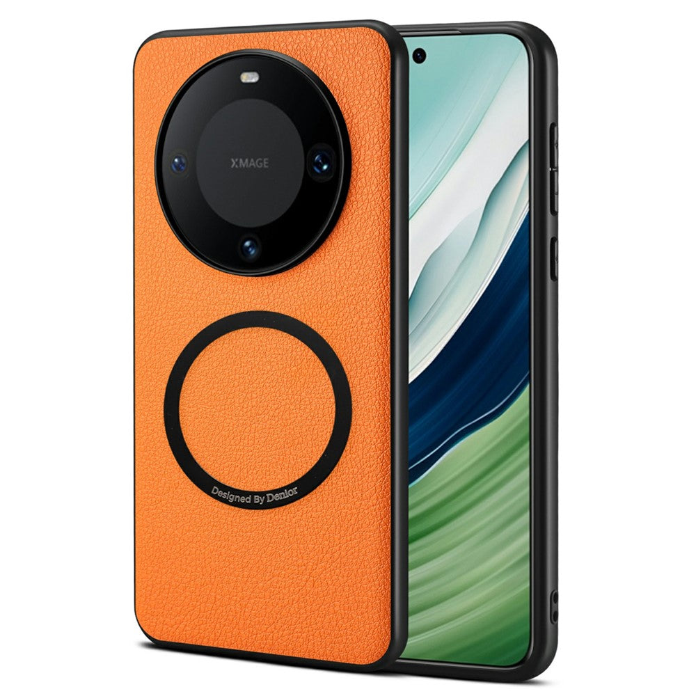 DENIOR A08+1 For Huawei Mate 60 Pro+  /  Mate 60 Pro Magnetic Case Calf Texture Leather +  PC +  TPU Phone Cover