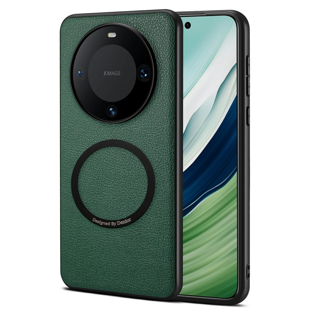 DENIOR A08+1 For Huawei Mate 60 Pro+  /  Mate 60 Pro Magnetic Case Calf Texture Leather +  PC +  TPU Phone Cover