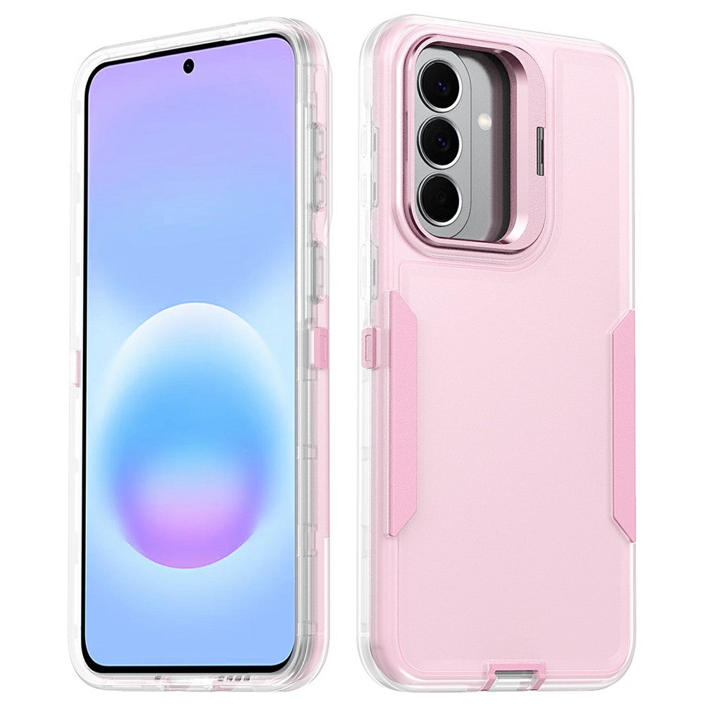 Samsung Galaxy A18 4G / A18 5G / A17 4G / A17 5G / A26 5G / A16 4G / A16 5G-cover, TPU + PC-hybridmobilcover med linseramme i legering, støtte