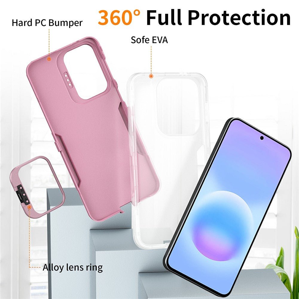 Samsung Galaxy A18 4G / A18 5G / A17 4G / A17 5G / A26 5G / A16 4G / A16 5G-cover, TPU + PC-hybridmobilcover med linseramme i legering, støtte
