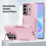 Samsung Galaxy A18 4G / A18 5G / A17 4G / A17 5G / A26 5G / A16 4G / A16 5G-cover, TPU + PC-hybridmobilcover med linseramme i legering, støtte