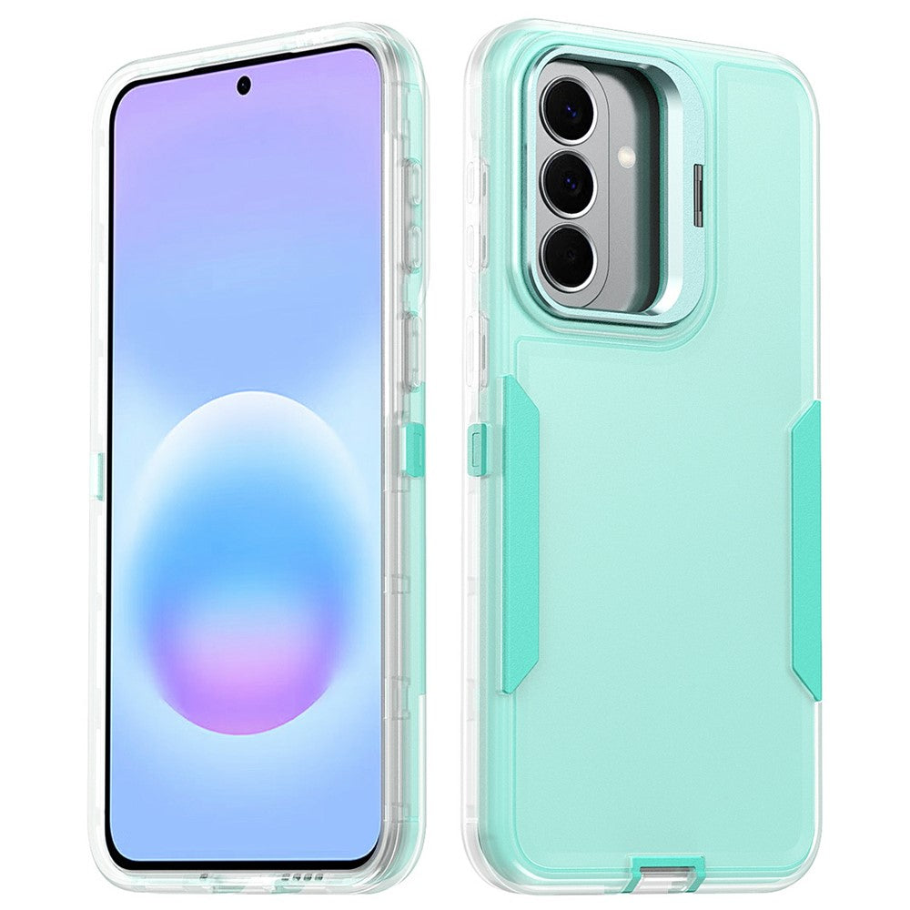 Samsung Galaxy A18 4G / A18 5G / A17 4G / A17 5G / A26 5G / A16 4G / A16 5G-cover, TPU + PC-hybridmobilcover med linseramme i legering, støtte