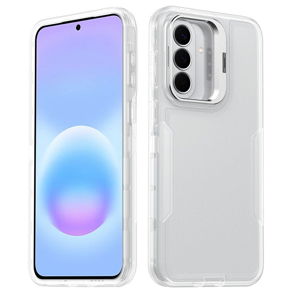 Samsung Galaxy A18 4G / A18 5G / A17 4G / A17 5G / A26 5G / A16 4G / A16 5G-cover, TPU + PC-hybridmobilcover med linseramme i legering, støtte