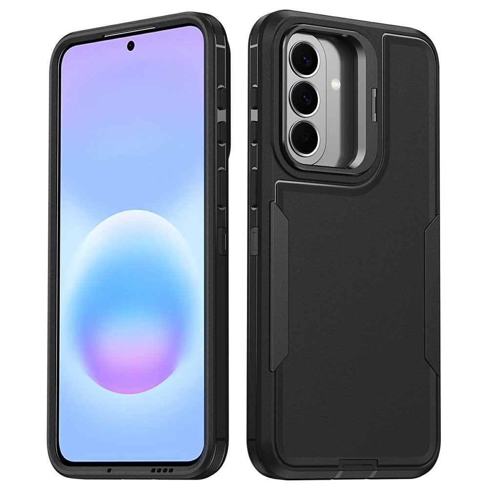 Samsung Galaxy A18 4G / A18 5G / A17 4G / A17 5G / A26 5G / A16 4G / A16 5G-cover, TPU + PC-hybridmobilcover med linseramme i legering, støtte