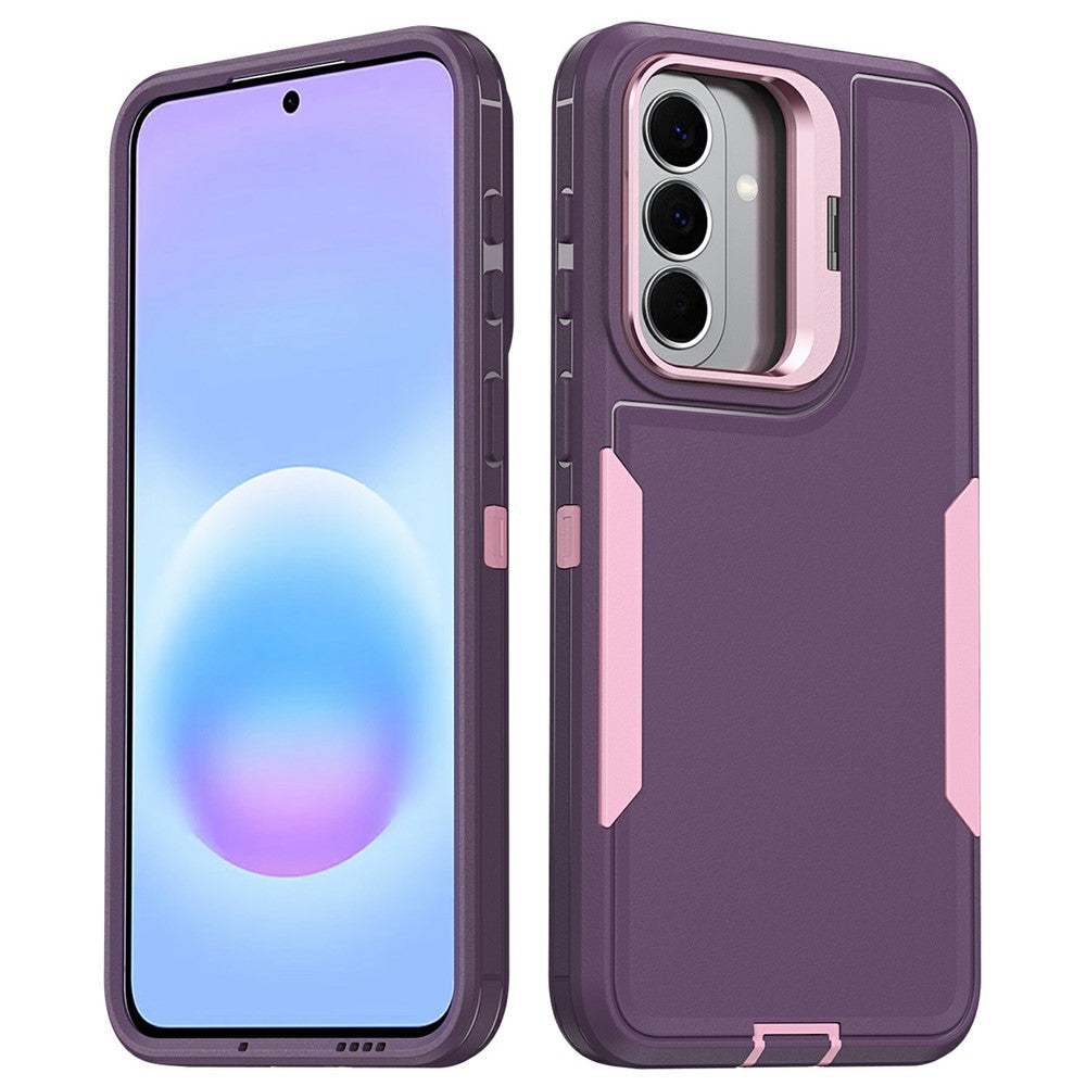 Samsung Galaxy A18 4G / A18 5G / A17 4G / A17 5G / A26 5G / A16 4G / A16 5G-cover, TPU + PC-hybridmobilcover med linseramme i legering, støtte