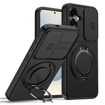 Magnetic Case For Samsung Galaxy S25  /  S24 Ring Kickstand Slide Camera Cover TPU PC Hybrid Phone Shell